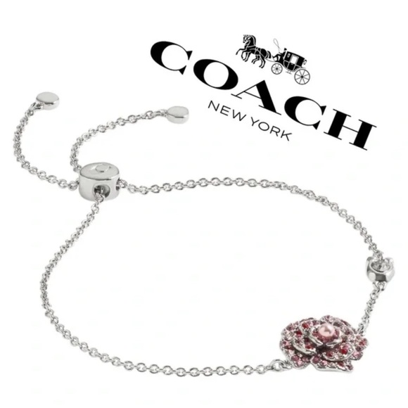 Coach New York::PAVE ROSE Silver SLIDER BRACELET::Statement Piece:: - Picture 4 of 5